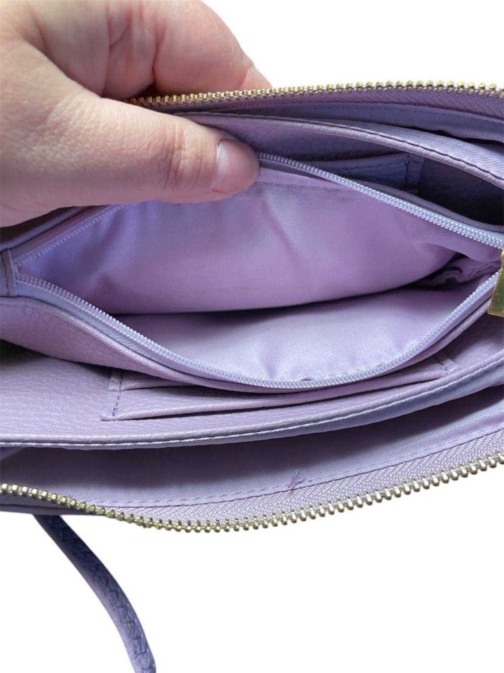 Lilac Faux Leather Crossbody Wristlet brand new! Never used. - Picture 5 of 5